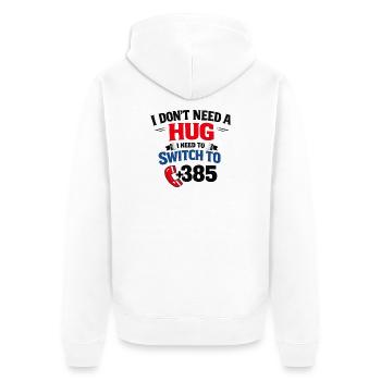 No hug, call number 385 - Unisex Premium Organic Zip Hoodie - white - Back - Thijin (182cm)