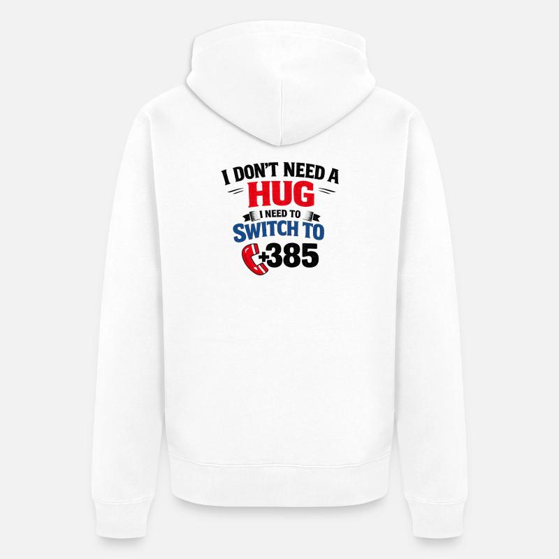 Pas de câlin, appel numéro 385 - Veste à capuche bio Premium Unisexe - blanc