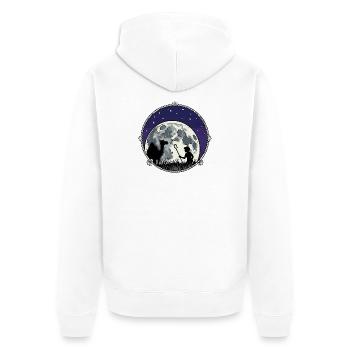 Mondnacht Hirte und Kamel - Unisex Premium Bio Zip Hoodie - Weiß - Hinten - Thijin (182cm)