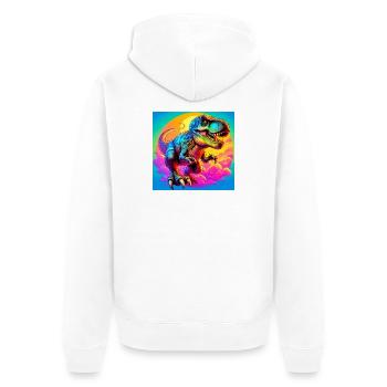 Dinosaurier - Unisex Premium Bio Zip Hoodie - Weiß - Hinten - Thijin (182cm)