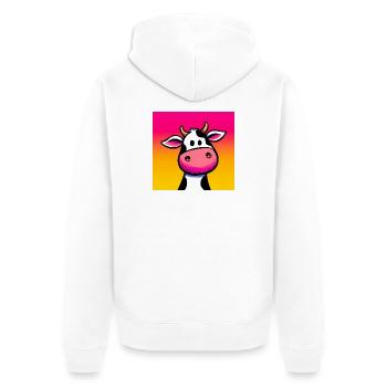 Kuh - Unisex Premium Bio Zip Hoodie - Weiß - Hinten - Thijin (182cm)