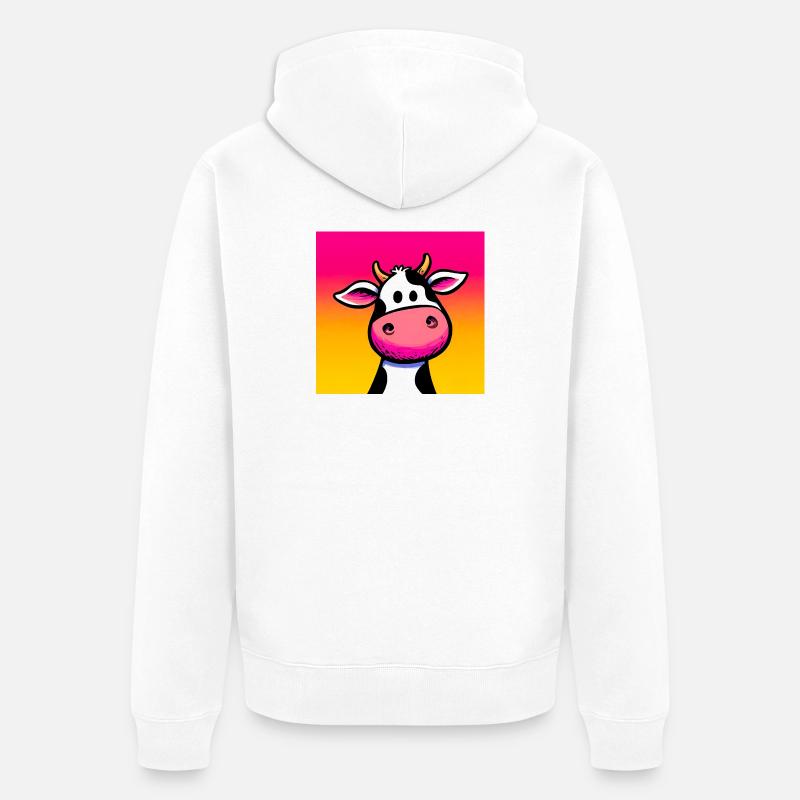 cow - Unisex Premium Organic Zip Hoodie - white