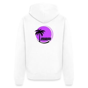 Miami Palmen Neon Retro - Unisex Premium Bio Zip Hoodie - Weiß - Hinten - Thijin (182cm)