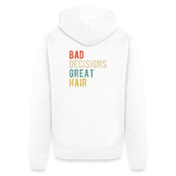 Schlechte Entscheidungen Großartiges Friseursalon-Zitat - Unisex Premium Bio Zip Hoodie - Weiß - Hinten - Thijin (182cm)