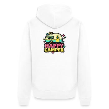 Fröhlicher Retro Camper - Unisex Premium Bio Zip Hoodie - Weiß - Hinten - Thijin (182cm)