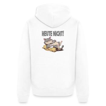  Heute Nicht Müde Katze Mit Kaffee Für - Unisex Premium Bio Zip Hoodie - Weiß - Hinten - Thijin (182cm)
