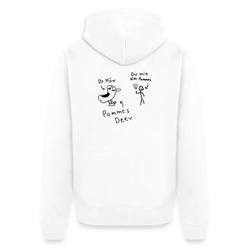 Pommes Deev Möw Dieb Möwe Plattdeutsch - Unisex Premium Bio Zip Hoodie - Weiß - Hinten - Thijin (182cm)