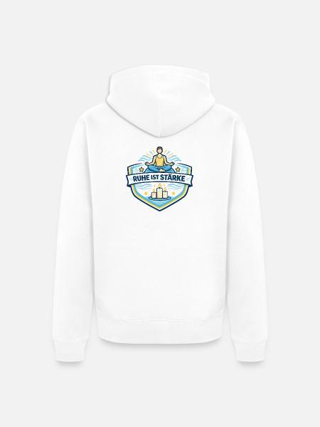 Ruhe Ist Stärke Meditationslogo - Unisex Premium Bio Zip Hoodie - Weiß