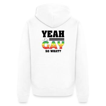 Yeah I'm Gay So What Funny Pride Rainbow Art - Veste à capuche bio Premium Unisexe - blanc - Dos - Thijin (182cm)