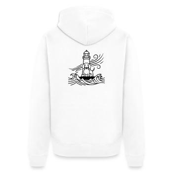 Dackel Sturm Leuchtturm Meer - Unisex Premium Bio Zip Hoodie - Weiß - Hinten - Thijin (182cm)