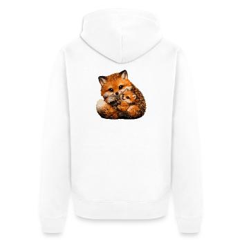 Illustration du renard et du petit câlin - Veste à capuche bio Premium Unisexe - blanc - Dos - Thijin (182cm)