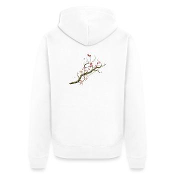 Porzellanpilze auf Flechtenast Wald Design - Unisex Premium Bio Zip Hoodie - Weiß - Hinten - Thijin (182cm)