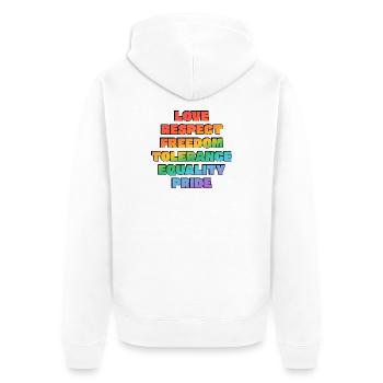 Rainbow Pride Values - Unisex Premium Organic Zip Hoodie - white - Back - Thijin (182cm)