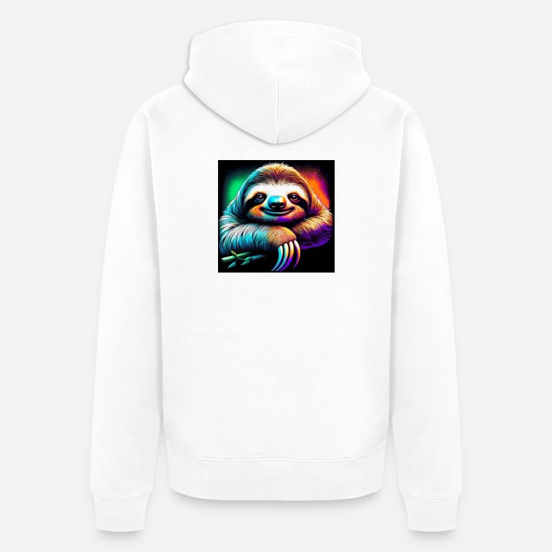 Faultier - Unisex Premium Bio Zip Hoodie - Weiß