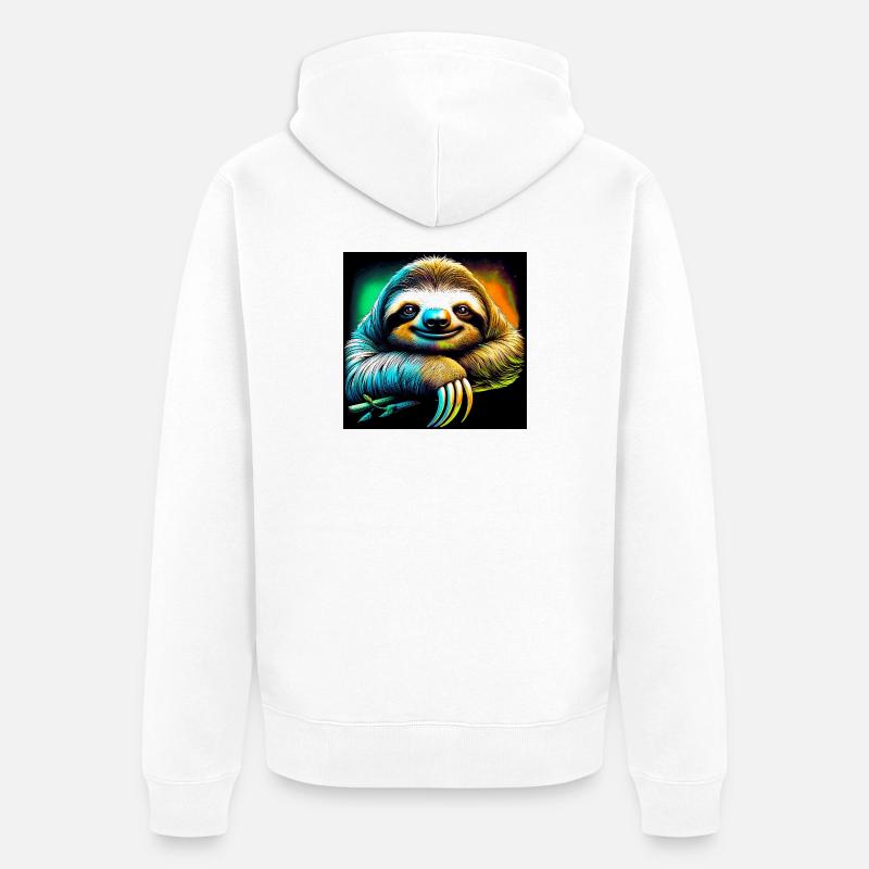 Faultier - Unisex Premium Bio Zip Hoodie - Weiß