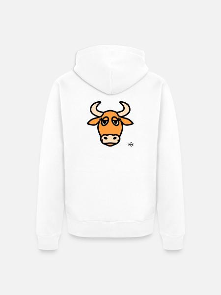 Taurus Large - Unisex Premium Organic Zip Hoodie - white