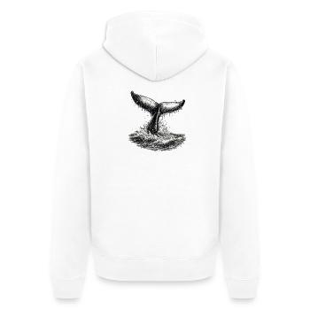 Wahlschwanzflosse - Unisex Premium Bio Zip Hoodie - Weiß - Hinten - Thijin (182cm)