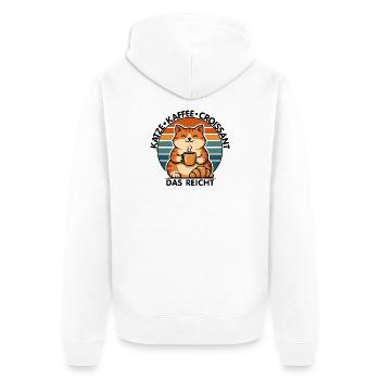 Katze Kaffee Croissant - Unisex Premium Bio Zip Hoodie - Weiß - Hinten - Thijin (182cm)