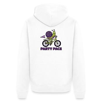 Party Pace Snail Funny Bike Shirt - Unisex Premium Organic Zip Hoodie - white - Back - Thijin (182cm)