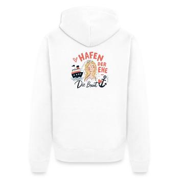 Hafen der Ehe - Die Braut - Unisex Premium Bio Zip Hoodie - Weiß - Hinten - Thijin (182cm)