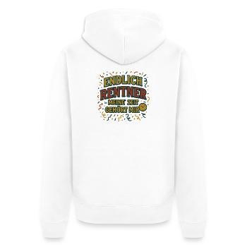 Endlich Rentner – Meine Zeit gehört mir - Unisex Premium Bio Zip Hoodie - Weiß - Hinten - Thijin (182cm)