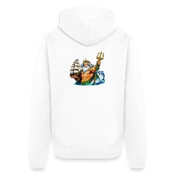 Neptun mit Seegelschiff - Unisex Premium Bio Zip Hoodie - Weiß - Hinten - Thijin (182cm)