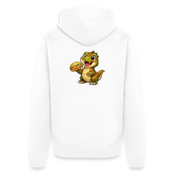 Dino mit Fischbrötchen - Unisex Premium Bio Zip Hoodie - Weiß - Hinten - Thijin (182cm)