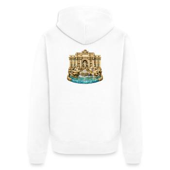 Trevi-Brunnen - Unisex Premium Bio Zip Hoodie - Weiß - Hinten - Thijin (182cm)