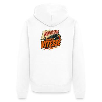 Mon histoire change de vitesse - Veste à capuche bio Premium Unisexe - blanc - Dos - Thijin (182cm)
