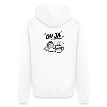 Kaffee oh ja Cartoon - Unisex Premium Bio Zip Hoodie - Weiß - Hinten - Thijin (182cm)