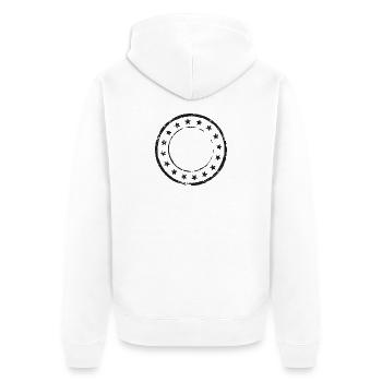 Vintage, runde Gummistempel-Schablone - Unisex Premium Bio Zip Hoodie - Weiß - Hinten - Thijin (182cm)