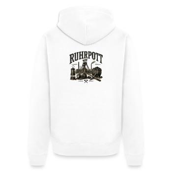 Ruhrpott - Bergbau - Zeche - Kumpel - Zollverein - Unisex Premium Bio Zip Hoodie - Weiß - Hinten - Thijin (182cm)