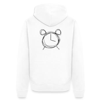 Wecker handgezeichnet - Unisex Premium Bio Zip Hoodie - Weiß - Hinten - Thijin (182cm)