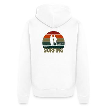 Surfing Sunset Man - Unisex Premium Bio Zip Hoodie - Weiß - Hinten - Thijin (182cm)