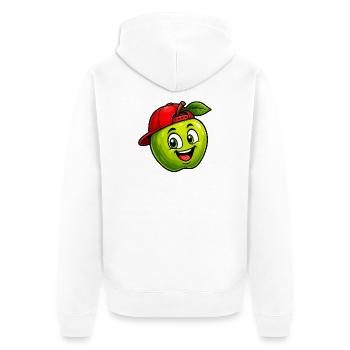 Spritziger Apfel mit Snapback - Unisex Premium Bio Zip Hoodie - Weiß - Hinten - Thijin (182cm)