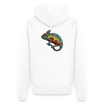Bunt Chamäleon Muster - Unisex Premium Bio Zip Hoodie - Weiß - Hinten - Thijin (182cm)