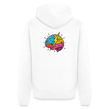 Flash Brain – Gehirn & Blitz im Pop-Art-Look - Unisex Premium Bio Zip Hoodie - Weiß - Hinten - Thijin (182cm)