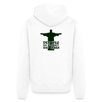Jesus Der Weg Die Wahrheit Das Leben - Unisex Premium Bio Zip Hoodie - Weiß - Hinten - Thijin (182cm)