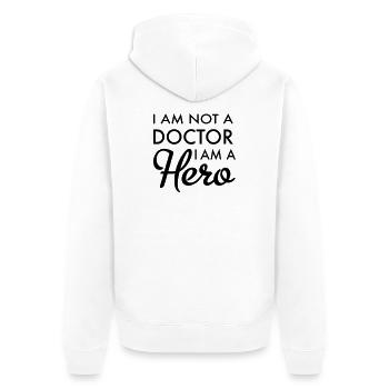 Arzt - Unisex Premium Bio Zip Hoodie - Weiß - Hinten - Thijin (182cm)