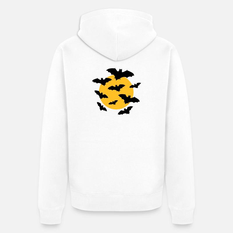 Fledermäuse & Mond - Unisex Premium Bio Zip Hoodie - Weiß
