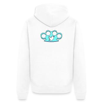 Schlagring blue - Unisex Premium Bio Zip Hoodie - Weiß - Hinten - Thijin (182cm)