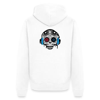 A Sugar Skull with headphones - Unisex Premium Organic Zip Hoodie - white - Back - Thijin (182cm)