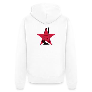 Windsurfen / Windsurfer / Windsurf / Windsurfing - Unisex Premium Bio Zip Hoodie - Weiß - Hinten - Thijin (182cm)