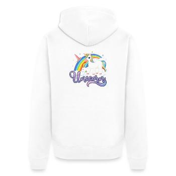 Unicorn rainbow - Unisex Premium Organic Zip Hoodie - white - Back - Thijin (182cm)