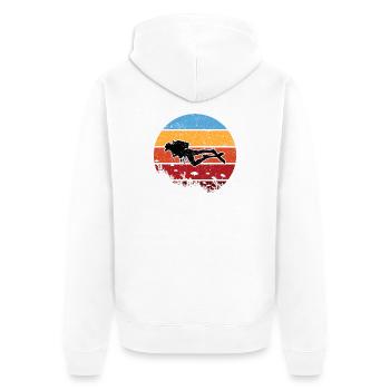 Sunset Diver Silhouette - Unisex Premium Bio Zip Hoodie - Weiß - Hinten - Thijin (182cm)