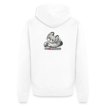 Schlafmütze Krissi, Schneeleopard - Unisex Premium Bio Zip Hoodie - Weiß - Hinten - Thijin (182cm)