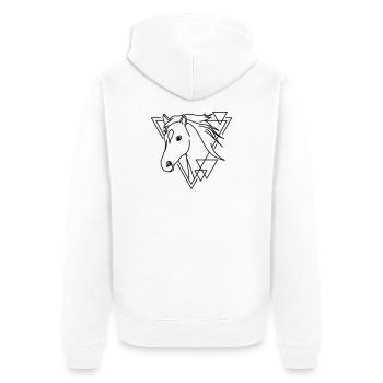 Pferd in geometrischer Form - Line-Art-Design - Unisex Premium Bio Zip Hoodie - Weiß - Hinten - Thijin (182cm)