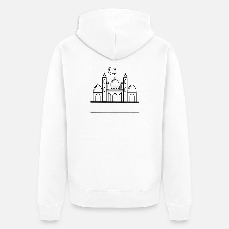 Mosquée avec barre de texte transparente - Veste à capuche bio Premium Unisexe - blanc