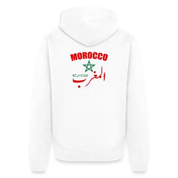 Marokkanische Fußballnationalmannschaft - Unisex Premium Bio Zip Hoodie - Weiß - Hinten - Thijin (182cm)