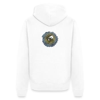 Armadillo Lizzard - Unisex Premium Bio Zip Hoodie - Weiß - Hinten - Thijin (182cm)